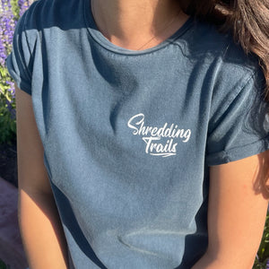 This stunning stone-washed ladies tee is made from 100% combed cotton, ultra-comfortable, hand-dyed, making each tee unique. It combines premium quality with environmental consciousness. Its design features include a curved hem and rolled sleeves.