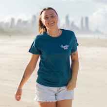 Load image into Gallery viewer, Women&#39;s Ocean Tee, Size Medium, Ocean Blue, Shredding Trails, Australia 
